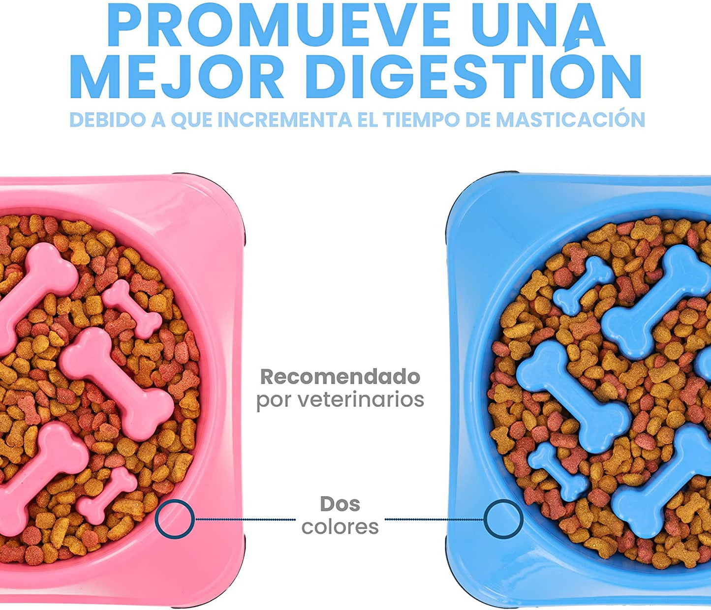 Tazón de Alimentación Lenta para Perro, Mejora la Digestión, Anti Asfixia, Slow Feeder, Comedero Lento. (Azul)